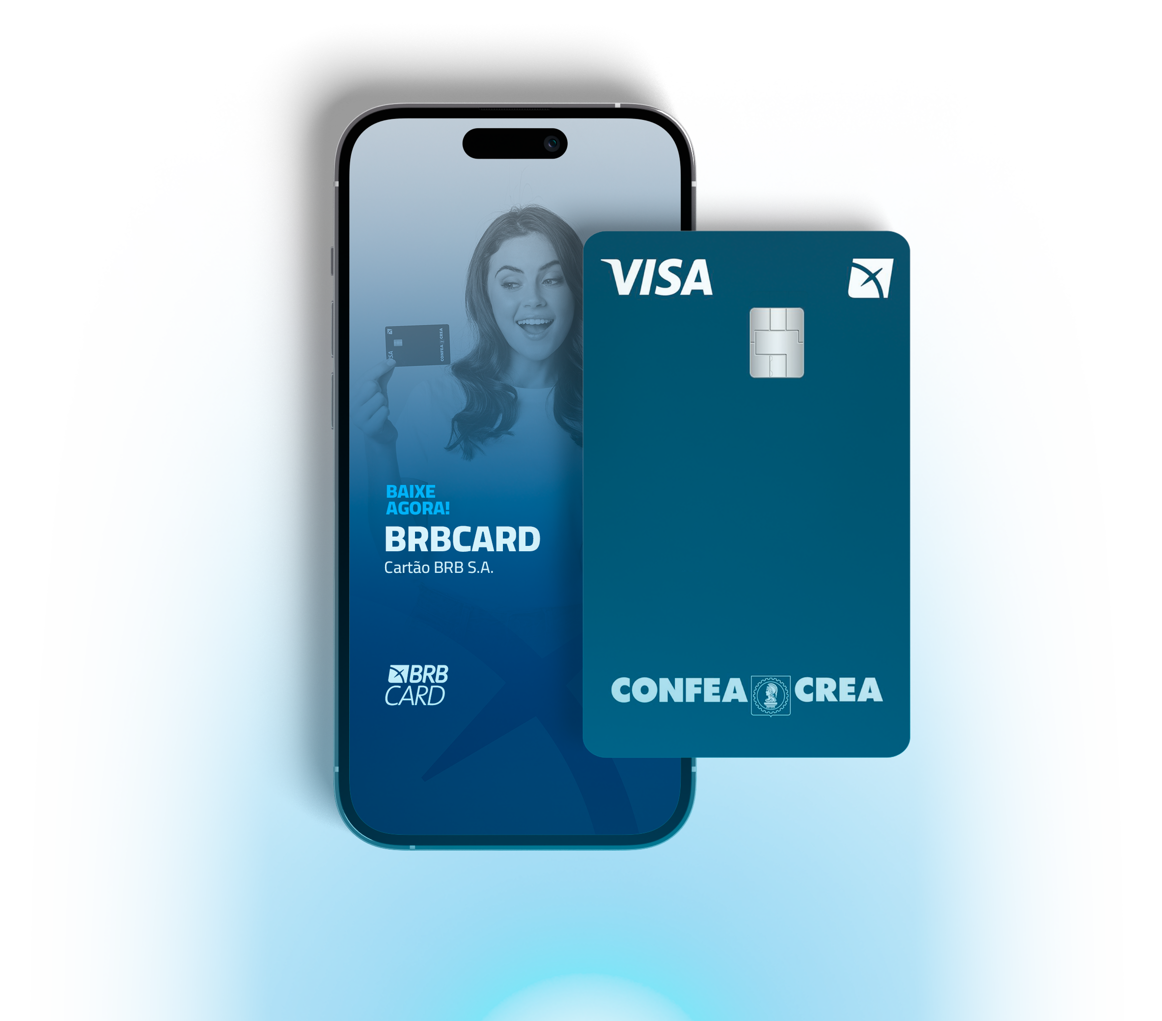 Imagem cartao de credito e celular com aplicativo BRB Card